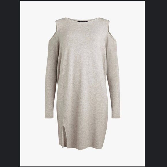 <All Saints> Esther Cold-Shoulder Grey Jersey Dress - Picture 9 of 16